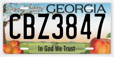 GA license plate CBZ3847