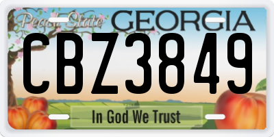 GA license plate CBZ3849