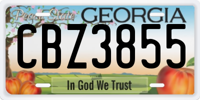GA license plate CBZ3855