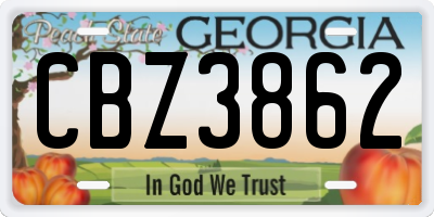 GA license plate CBZ3862