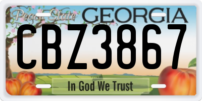 GA license plate CBZ3867