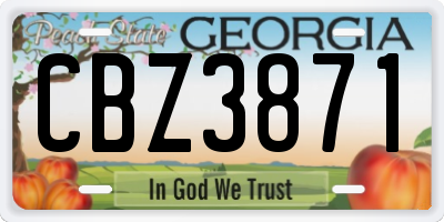 GA license plate CBZ3871
