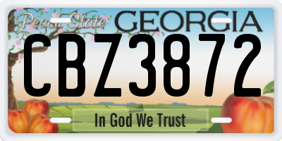 GA license plate CBZ3872