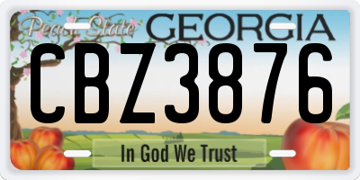 GA license plate CBZ3876