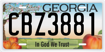 GA license plate CBZ3881