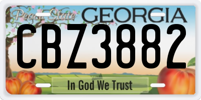 GA license plate CBZ3882
