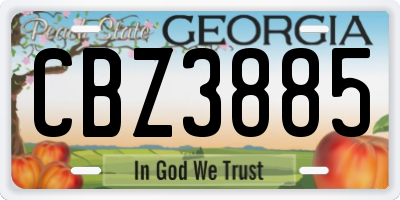 GA license plate CBZ3885