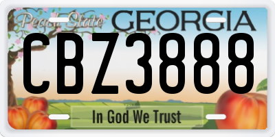 GA license plate CBZ3888