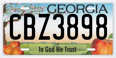 GA license plate CBZ3898