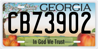 GA license plate CBZ3902
