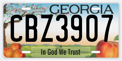 GA license plate CBZ3907