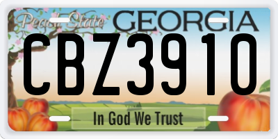 GA license plate CBZ3910