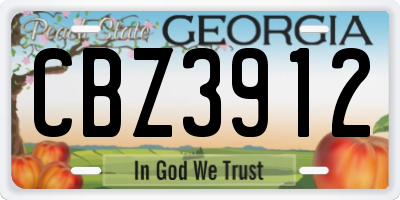 GA license plate CBZ3912