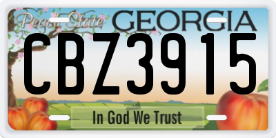 GA license plate CBZ3915