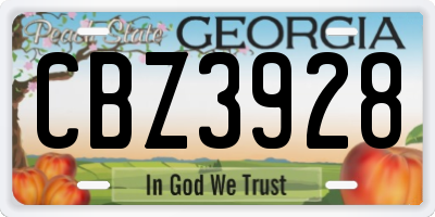 GA license plate CBZ3928