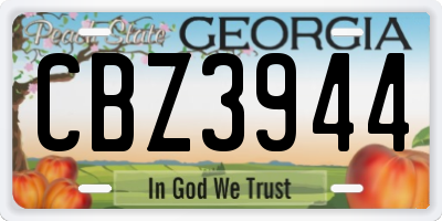 GA license plate CBZ3944