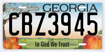 GA license plate CBZ3945