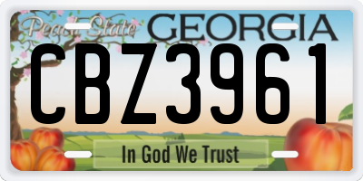 GA license plate CBZ3961