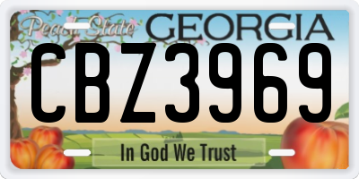 GA license plate CBZ3969