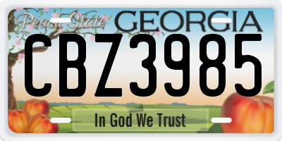 GA license plate CBZ3985