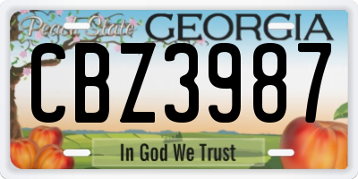 GA license plate CBZ3987