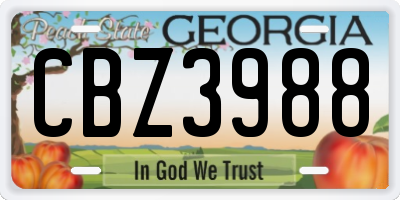 GA license plate CBZ3988
