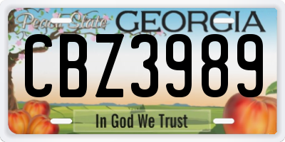 GA license plate CBZ3989