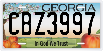 GA license plate CBZ3997