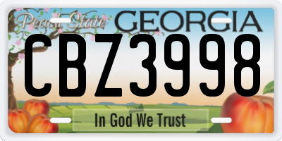 GA license plate CBZ3998