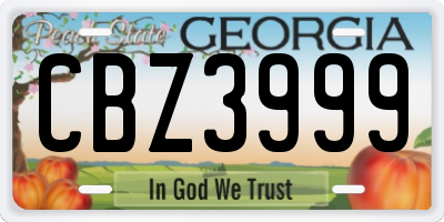 GA license plate CBZ3999