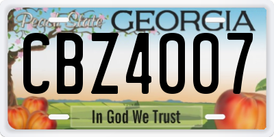 GA license plate CBZ4007