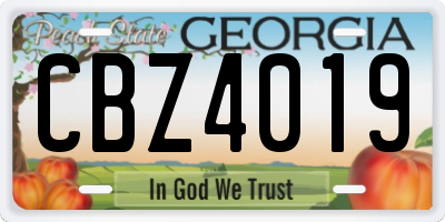 GA license plate CBZ4019