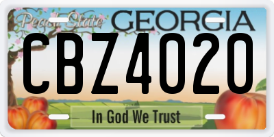 GA license plate CBZ4020