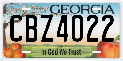 GA license plate CBZ4022