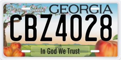 GA license plate CBZ4028
