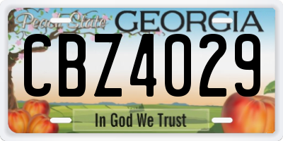 GA license plate CBZ4029