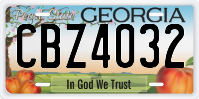 GA license plate CBZ4032