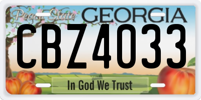 GA license plate CBZ4033