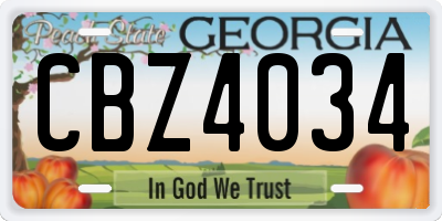 GA license plate CBZ4034