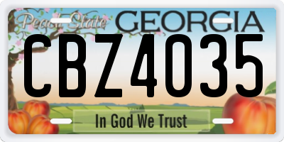 GA license plate CBZ4035
