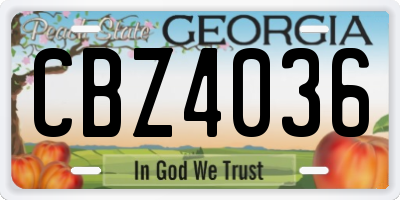 GA license plate CBZ4036