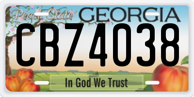 GA license plate CBZ4038