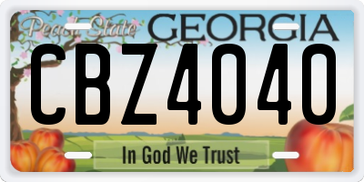 GA license plate CBZ4040