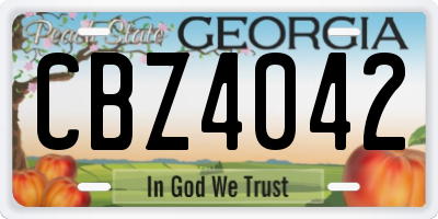 GA license plate CBZ4042