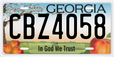 GA license plate CBZ4058