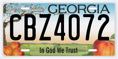 GA license plate CBZ4072
