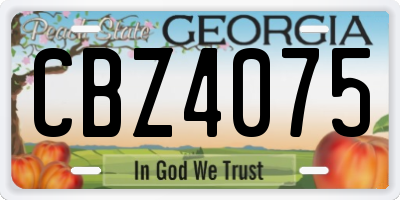 GA license plate CBZ4075