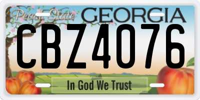 GA license plate CBZ4076