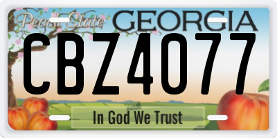 GA license plate CBZ4077