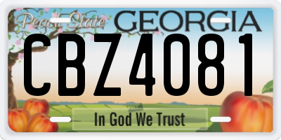 GA license plate CBZ4081